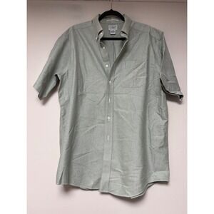 LL Bean Mens Short Sleeve Button Down Shirt Sage Green Resistant 16.5 REG